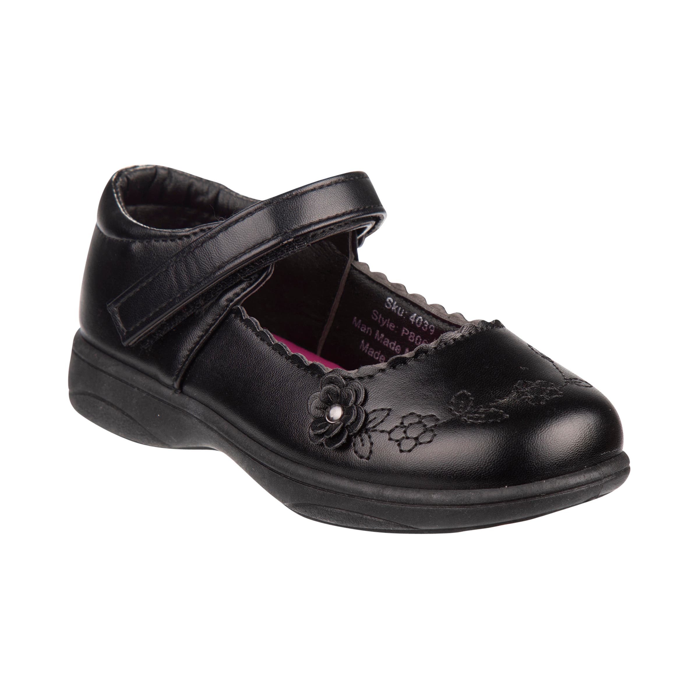 PETALIA Girls School Shoes., Main, color, Black