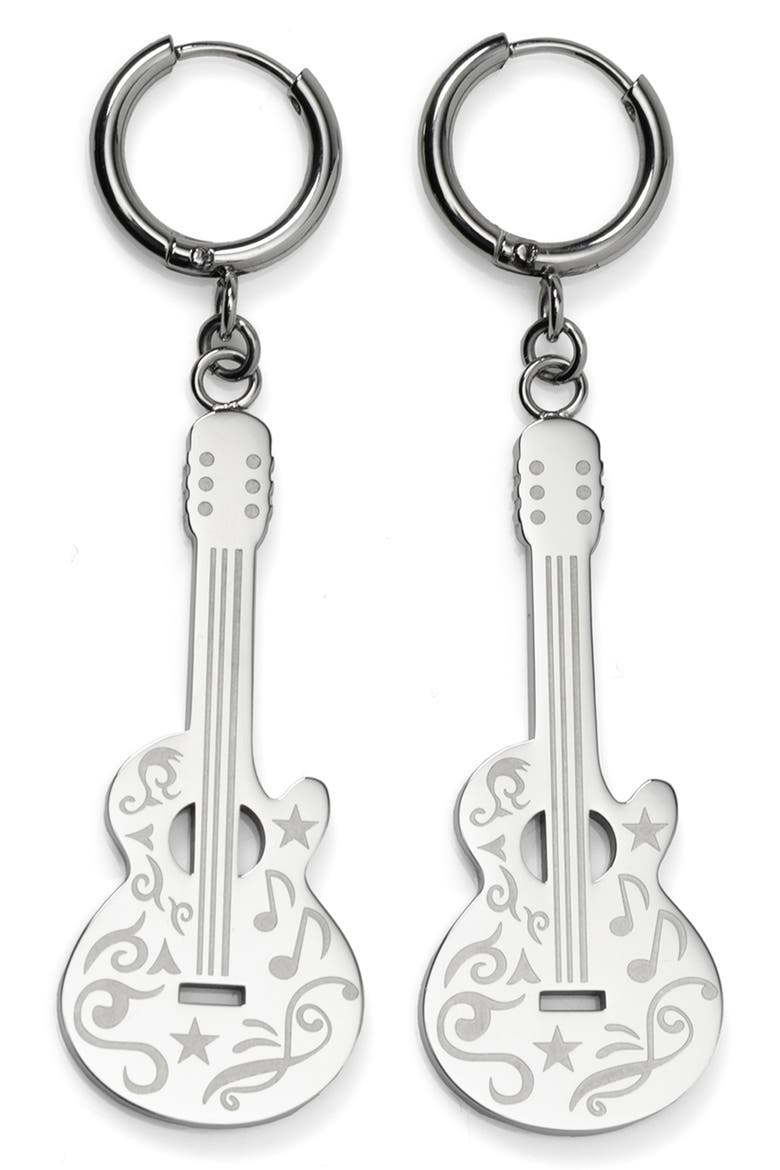 Grand Ole Opry Guitar Earrings, Main, color, SILVER