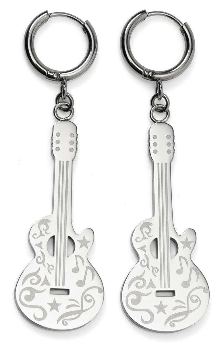 Cufflinks, Inc. Grand Ole Opry Guitar Earrings, Main, color, Silver