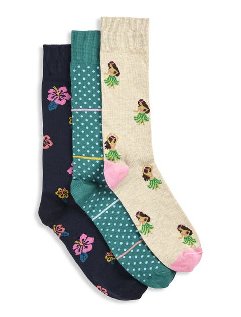 Big & Tall 3-Pk Luau Vibes Socks