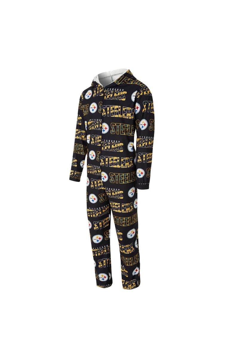 CONCEPTS SPORT Men
s Concepts Sport Black Pittsburgh Steelers Shuffle All-Over-Print Microfleece Full-Zip Union Suit, Alternate, color, 
