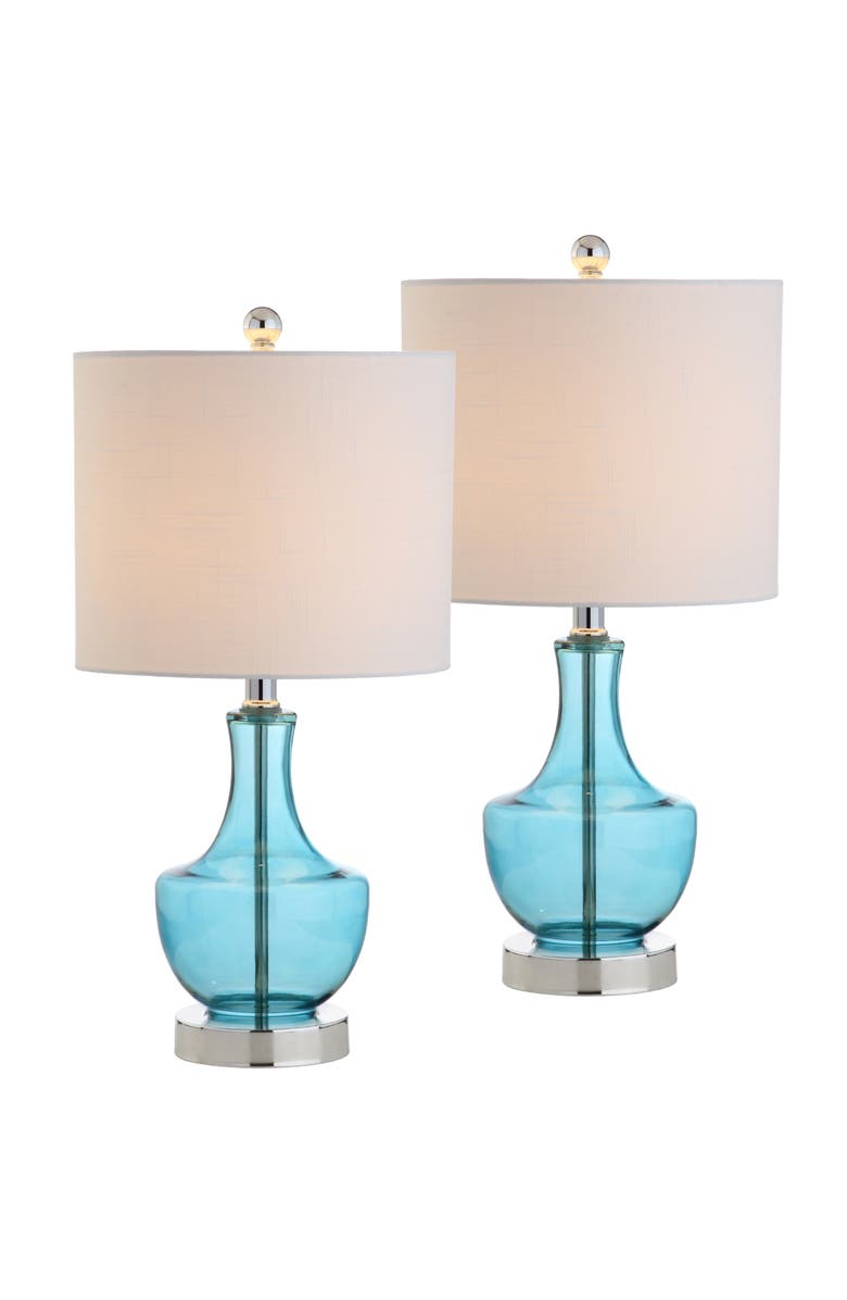 JONATHAN Y Colette Mini Glass LED Table Lamp, Alternate, color, Light Blue