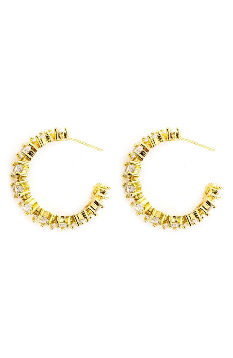 Panacea Crystal Hoop Earrings, Main, color, Gold