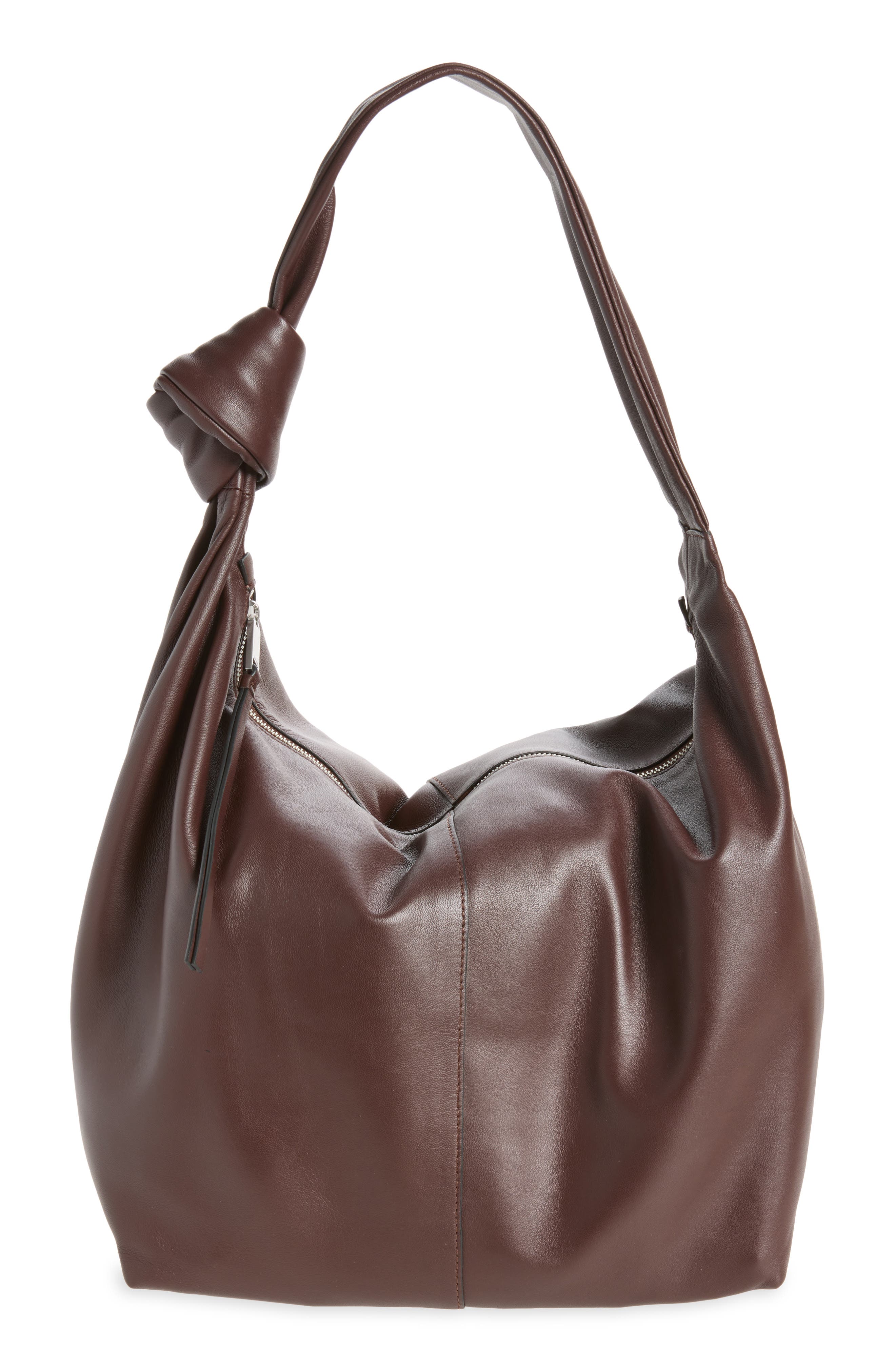 Effie Large Leather Shoulder Bag, Main, color, BURGUNDY RED