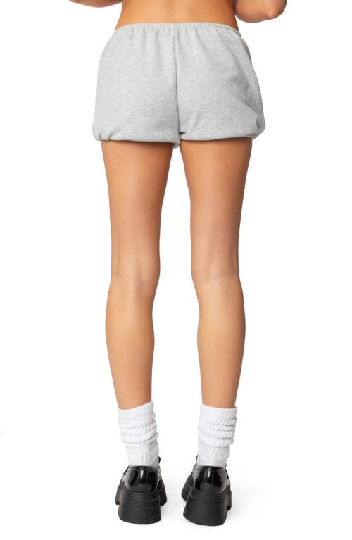 Shop Edikted Robina Puff Fleece Shorts In Gray-melange