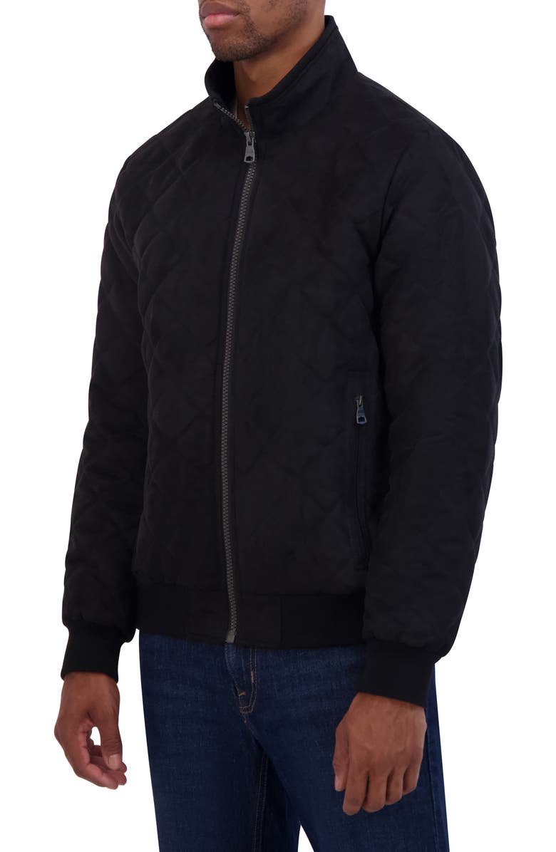 Nautica Water Resistant Quilted Faux Suede Jacket, Alternate, color, Black