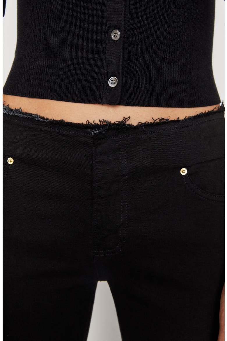 Cutoff Waist Slit Hem Mini Boot Jeans, Alternate, color, FILM NOIR