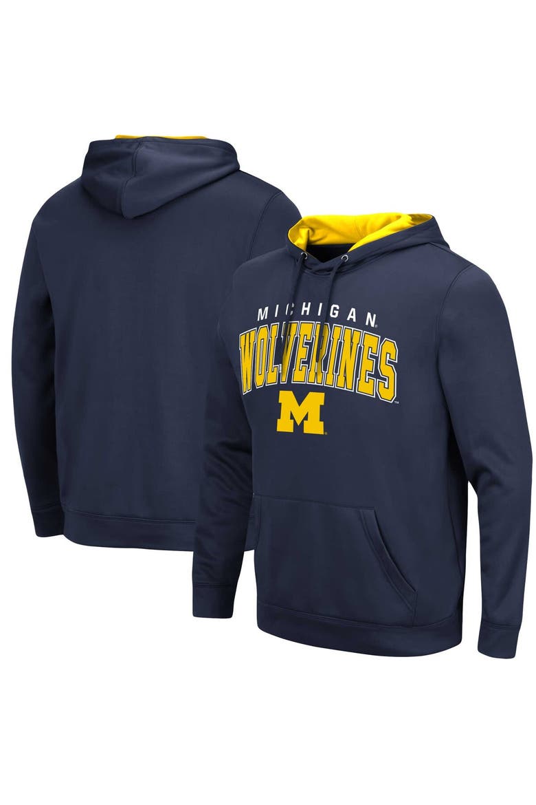 Men's Colosseum Navy Michigan Wolverines Resistance Pullover Hoodie, Main, color, Navy