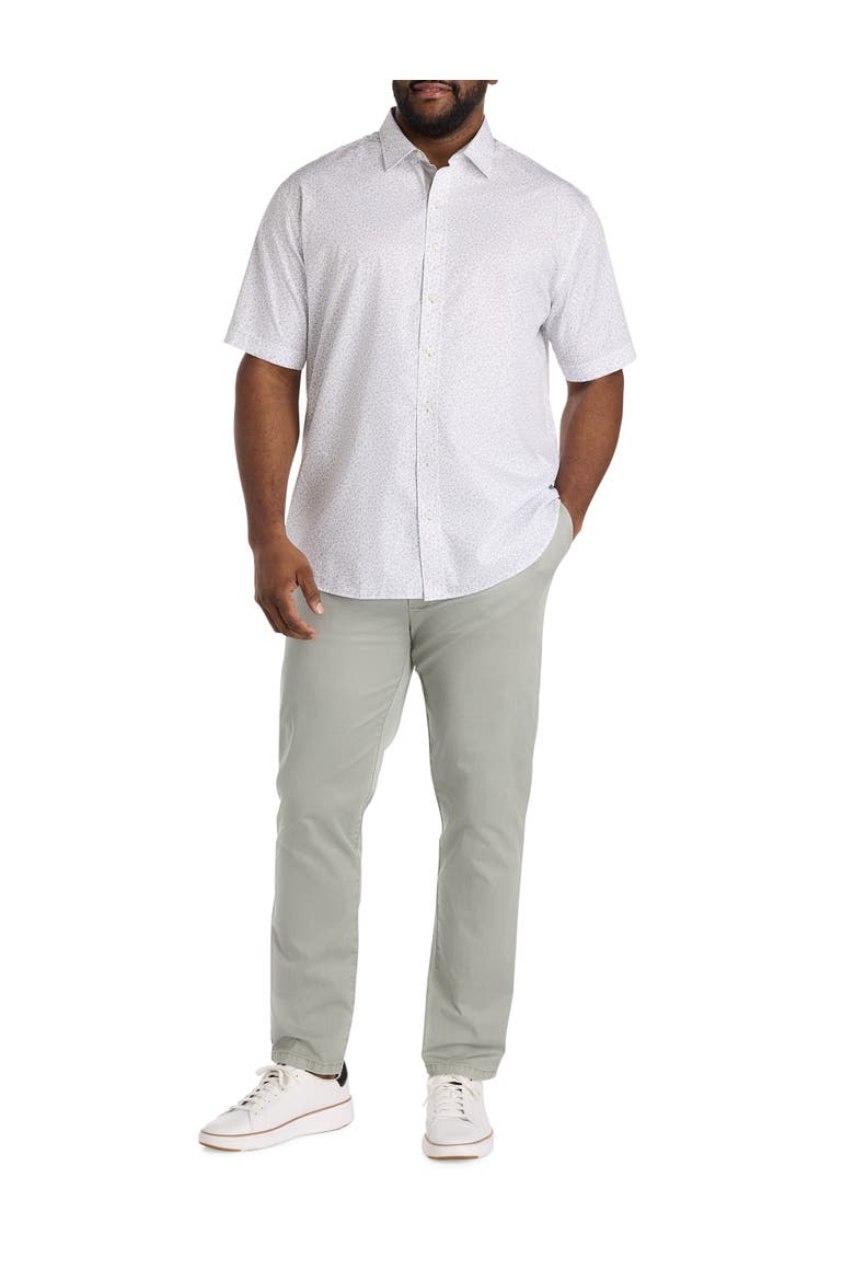 Big & Tall Micro Floral Sport Shirt, Alternate, color, WHITE GREY
