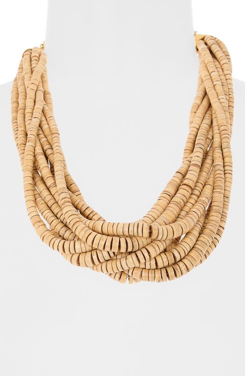 Kenneth Jay Lane Wood Beaded Multistrand Necklace In Gold