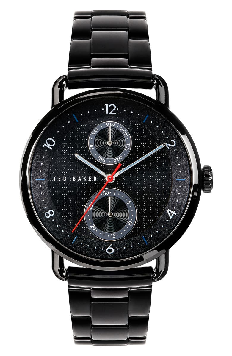 Ted Baker London Brixam Multifunction Bracelet Watch, 42mm, Main, color, Black
