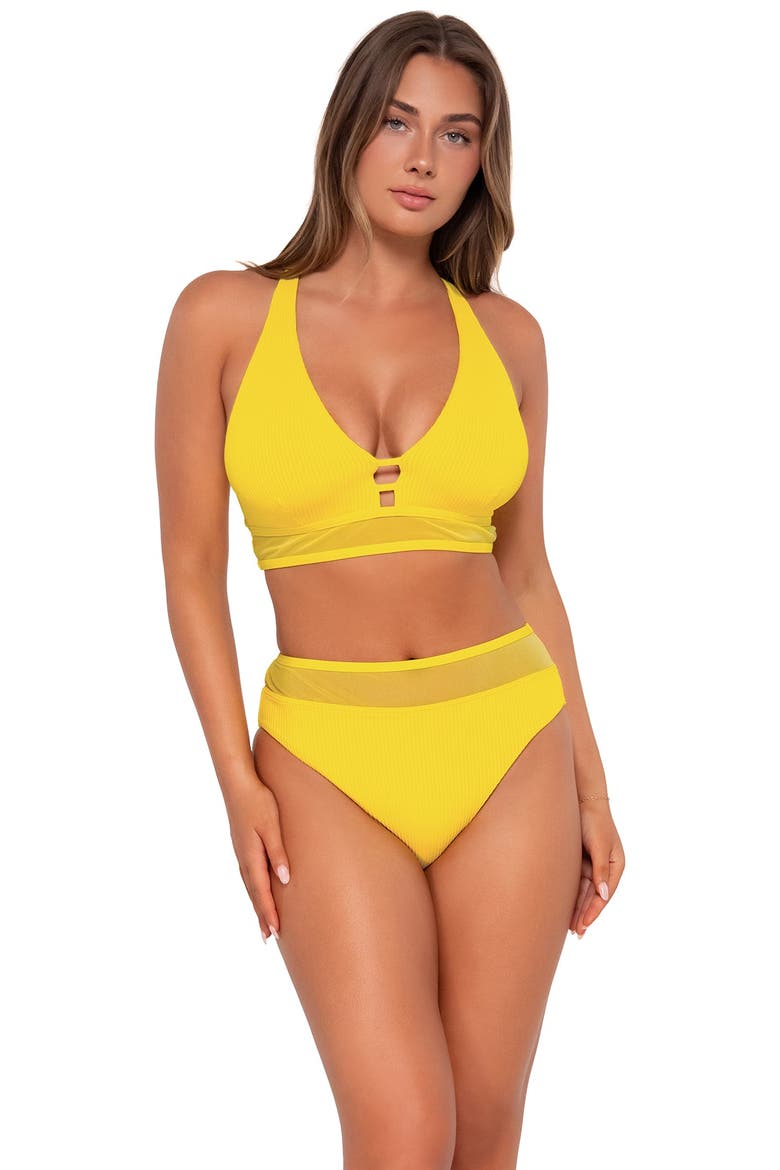 Danica Bikini Swimsuit Top - F Cup, Main, color, Lemon Zest Sandbar Rib