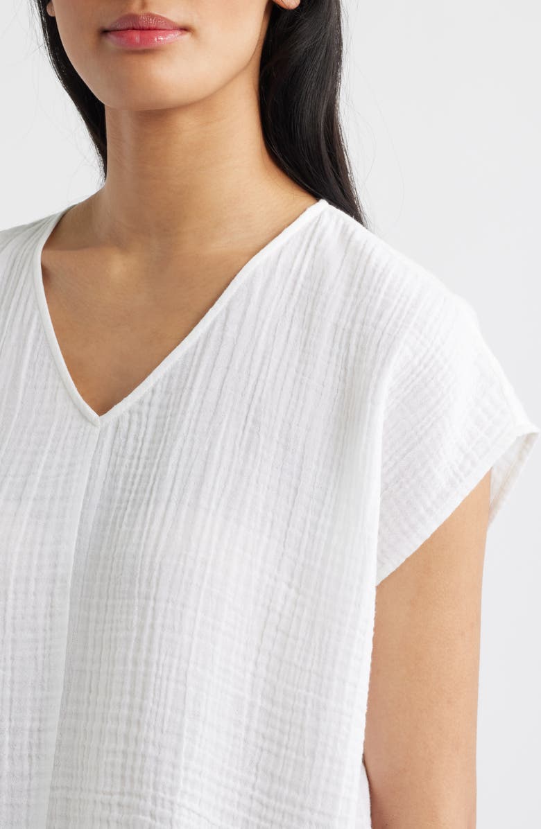 Eileen Fisher V-Neck Dolman Sleeve Organic Cotton Gauze Top, Alternate, color, 
