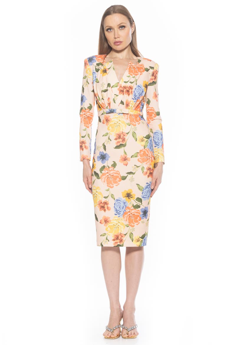 Arleth V-Neck Sheath Dress, Alternate, color, SAND FLORAL