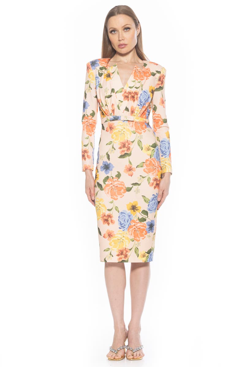 Alexia Admor Arleth V-Neck Sheath Dress, Alternate, color, Sand Floral