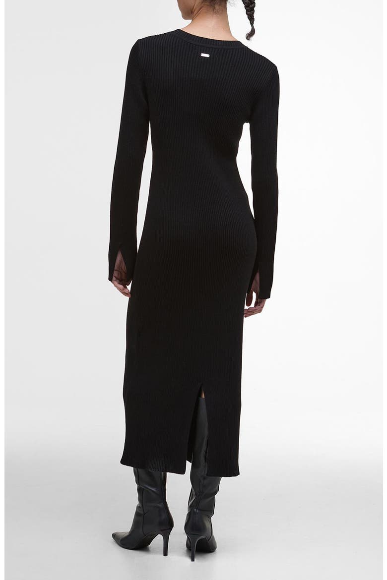 Anastasia Directional Rib Long Sleeve Cotton Sweater Dress, Alternate, color, BLACK