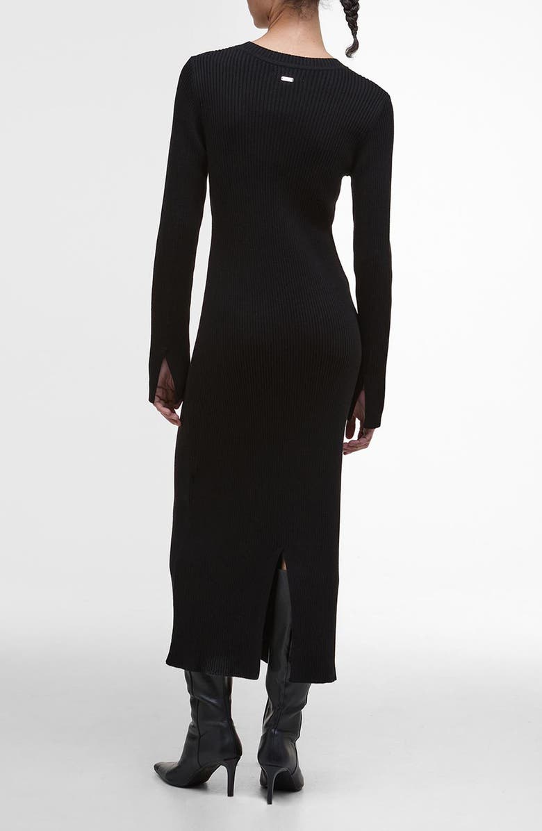 Barbour Anastasia Directional Rib Long Sleeve Cotton Sweater Dress, Alternate, color, Black