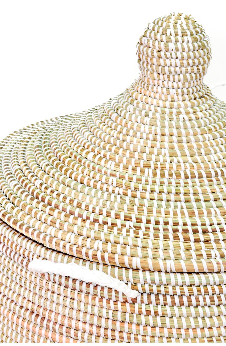 African Modern Medium Solid White Prayer Mat Hamper, Alternate, color, White