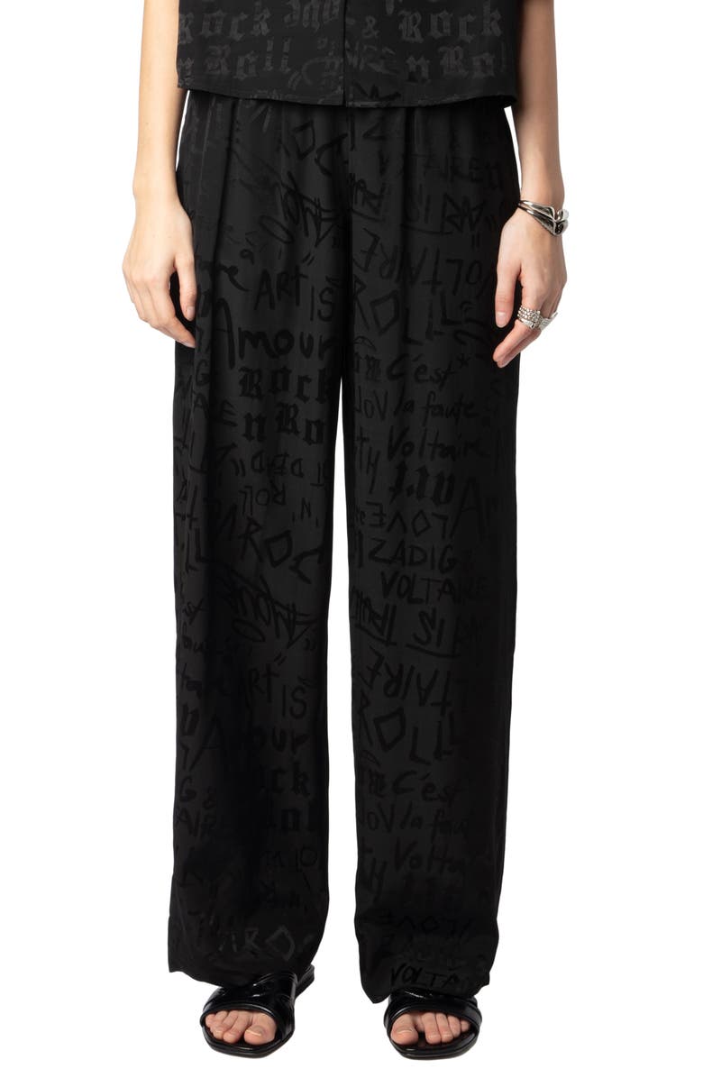 Zadig & Voltaire Pin Jac Manifesto Silk Pants, Main, color, 
