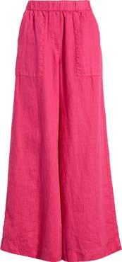 Frank & Eileen Patch Pocket Pull-On Linen Wide Leg Pants