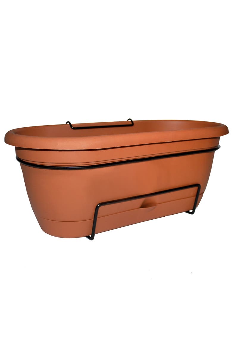 Bloem Lucca Balcony Box, Self Watering, Flower Pots And Planters, Main, color, Brown