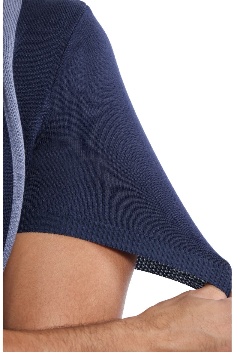 Jacquard Polo Sweater, Alternate, color, NAVY/ HEATHER SLATE