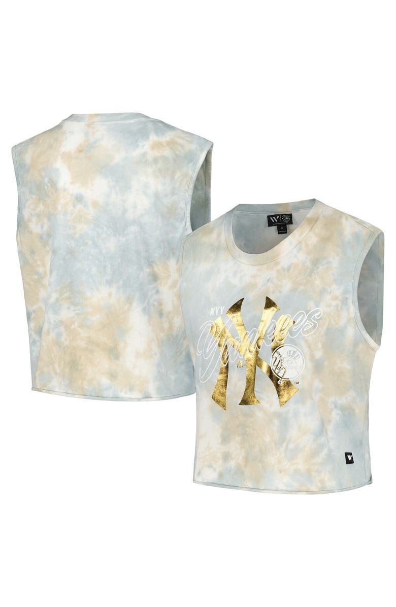 THE WILD COLLECTIVE Women's The Wild Collective White New York Yankees Washed Muscle Tank Top, Main, color, 