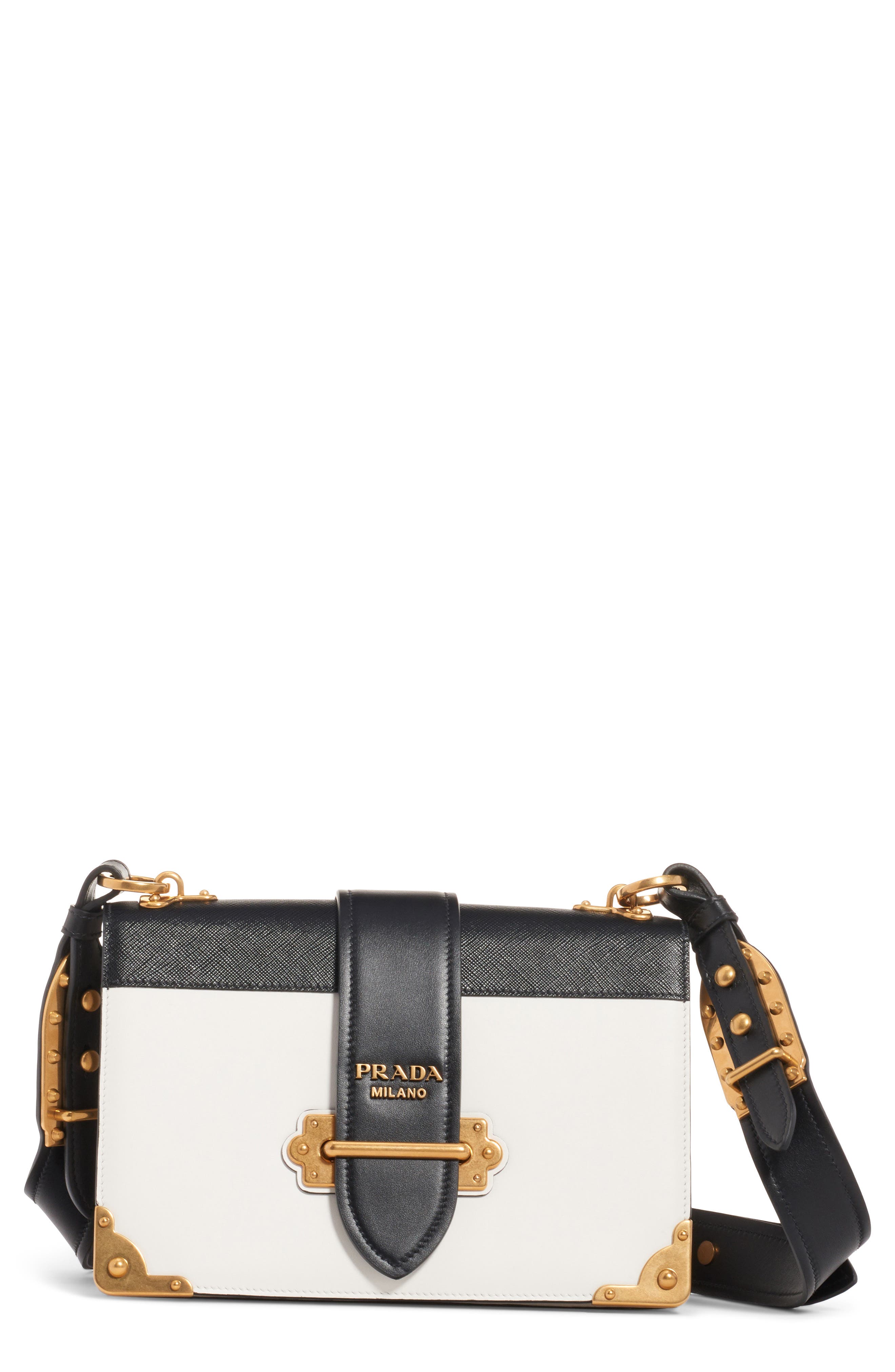 Prada Large Cahier Leather Crossbody Bag, Main, color, 