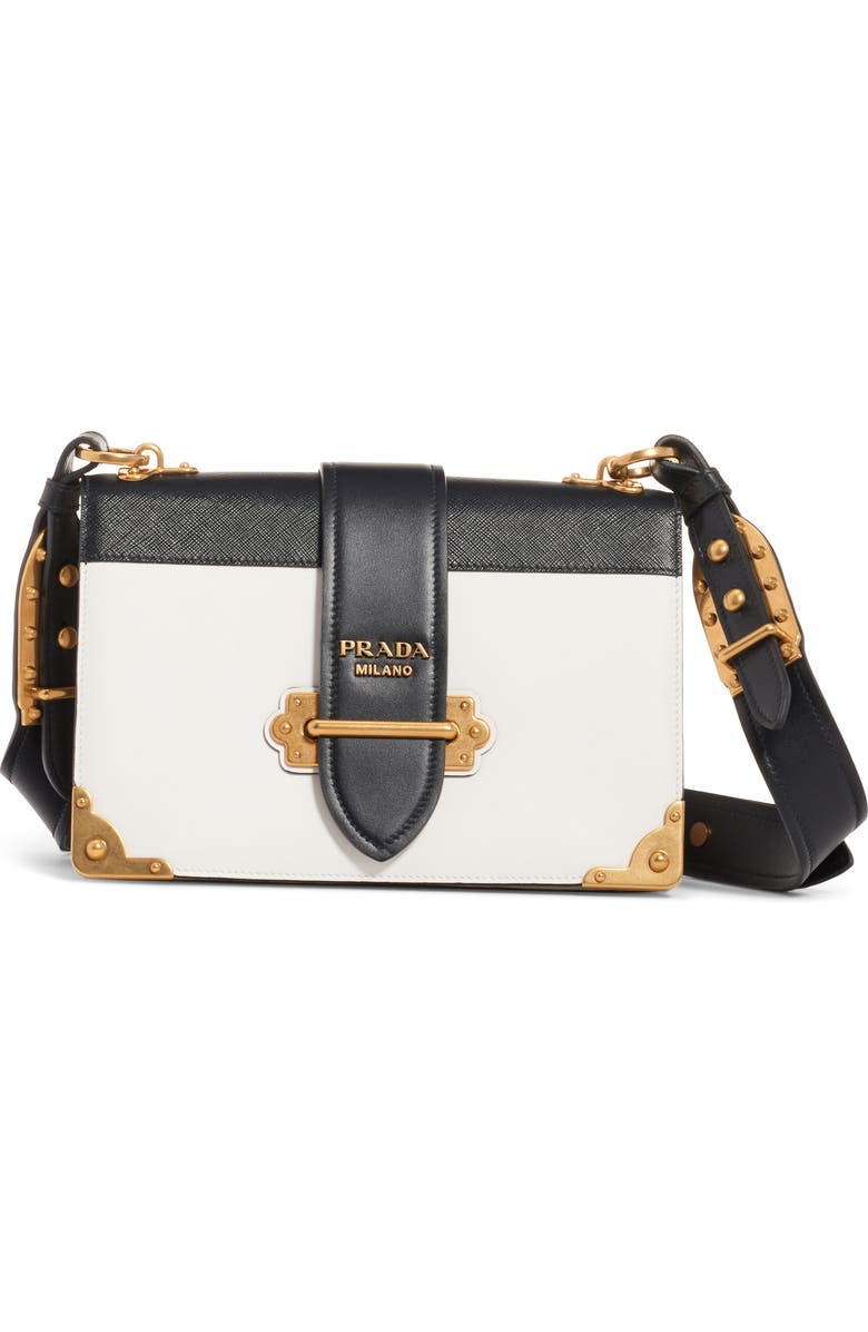 Prada Large Cahier Leather Crossbody Bag, Main, color,