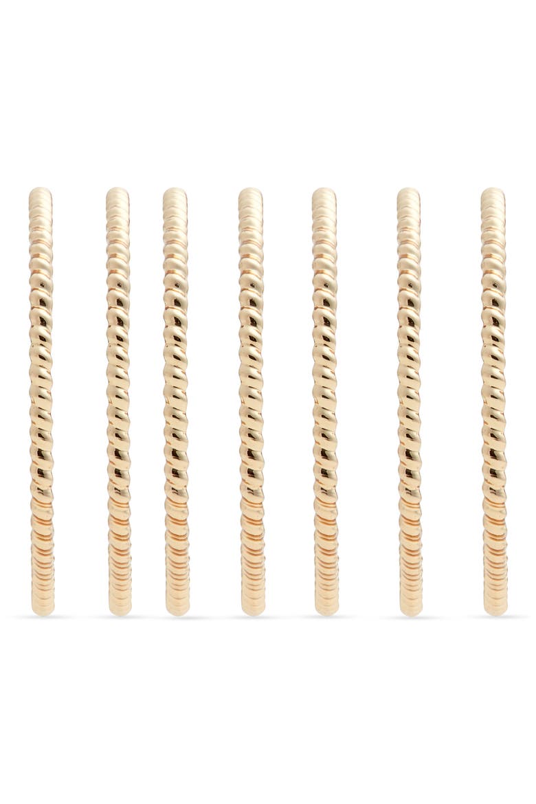 Set of 7 Stacking Rings, Alternate, color, GOLD