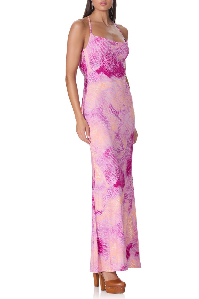 Kim Snakeskin Print Maxi Dress and Scarf Set, Alternate, color, LAVENDAR SNAKE