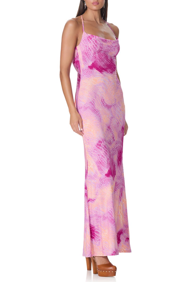 AFRM Kim Snakeskin Print Maxi Dress and Scarf Set, Alternate, color, Lavendar Snake