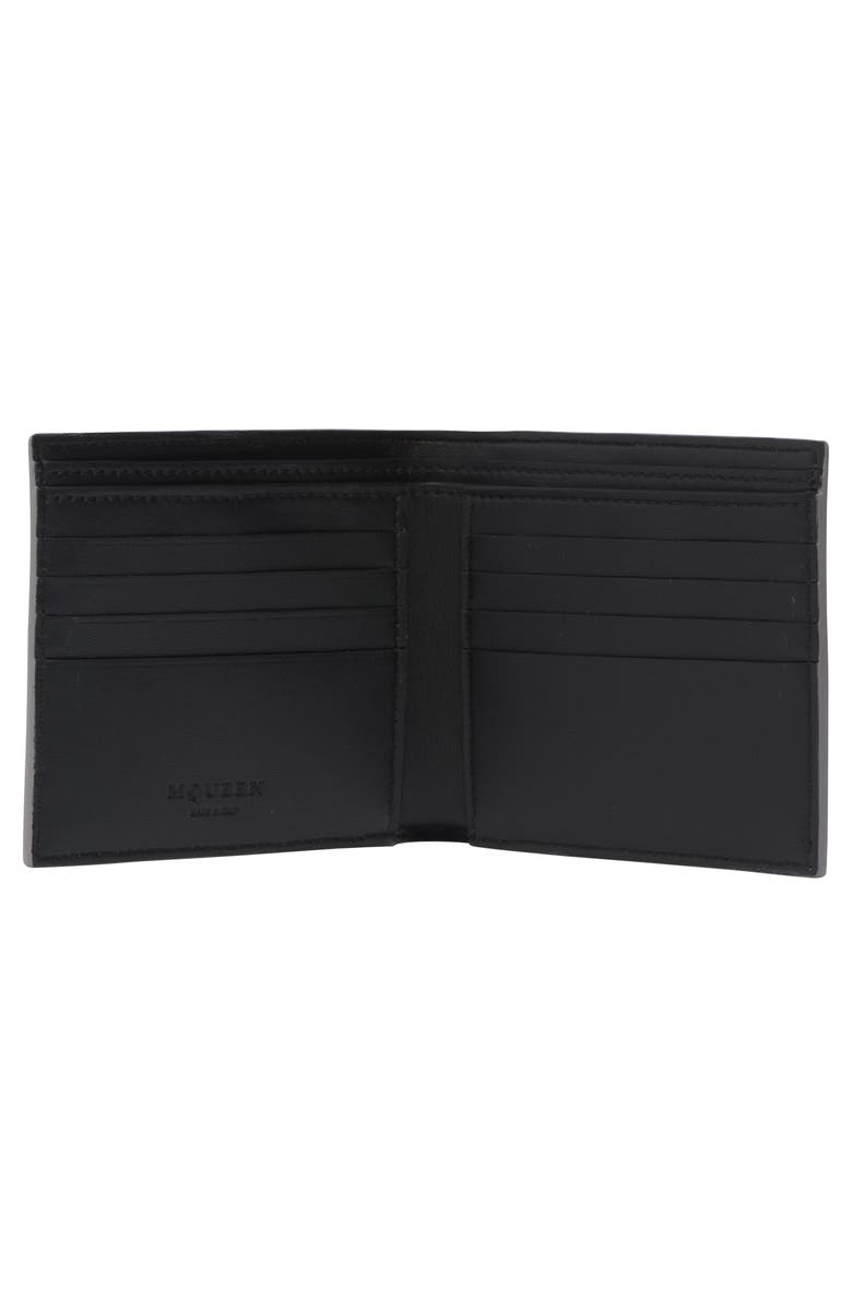 McQueen Skull Leather Bifold Wallet, Alternate, color, Grey/ Dark Grey