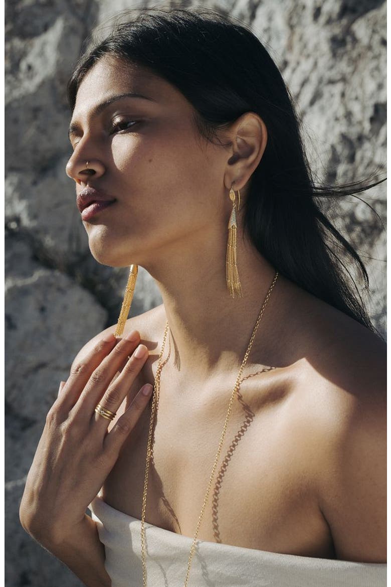 Paths in Motion Tassel Earrings, Alternate, color, Gold