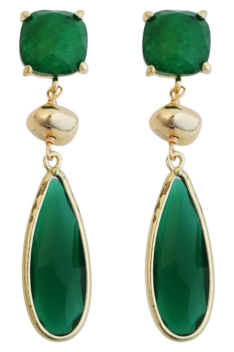 Crystal Teardrop Earrings, Main, color, GREEN