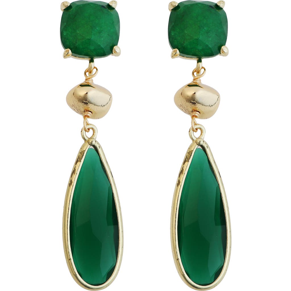 Panacea Crystal Teardrop Earrings In Green
