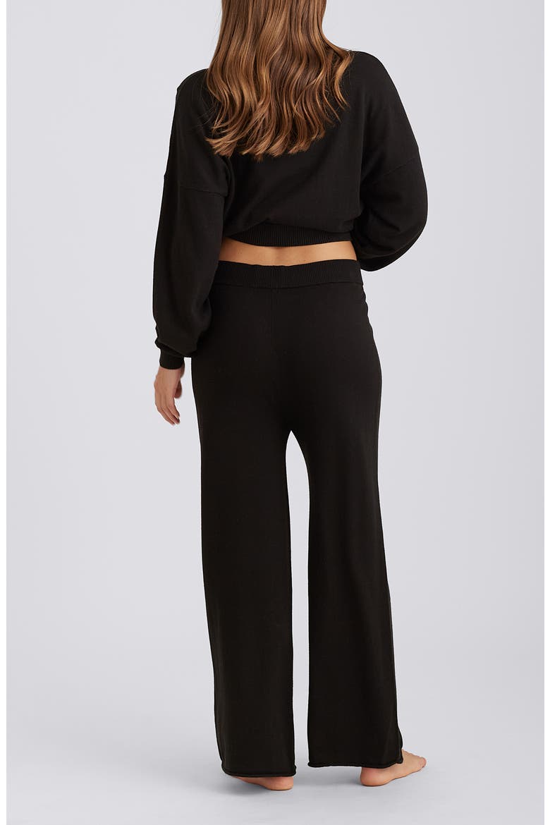 Cotton & Cashmere Crewneck Pajama Top, Alternate, color, BLACK