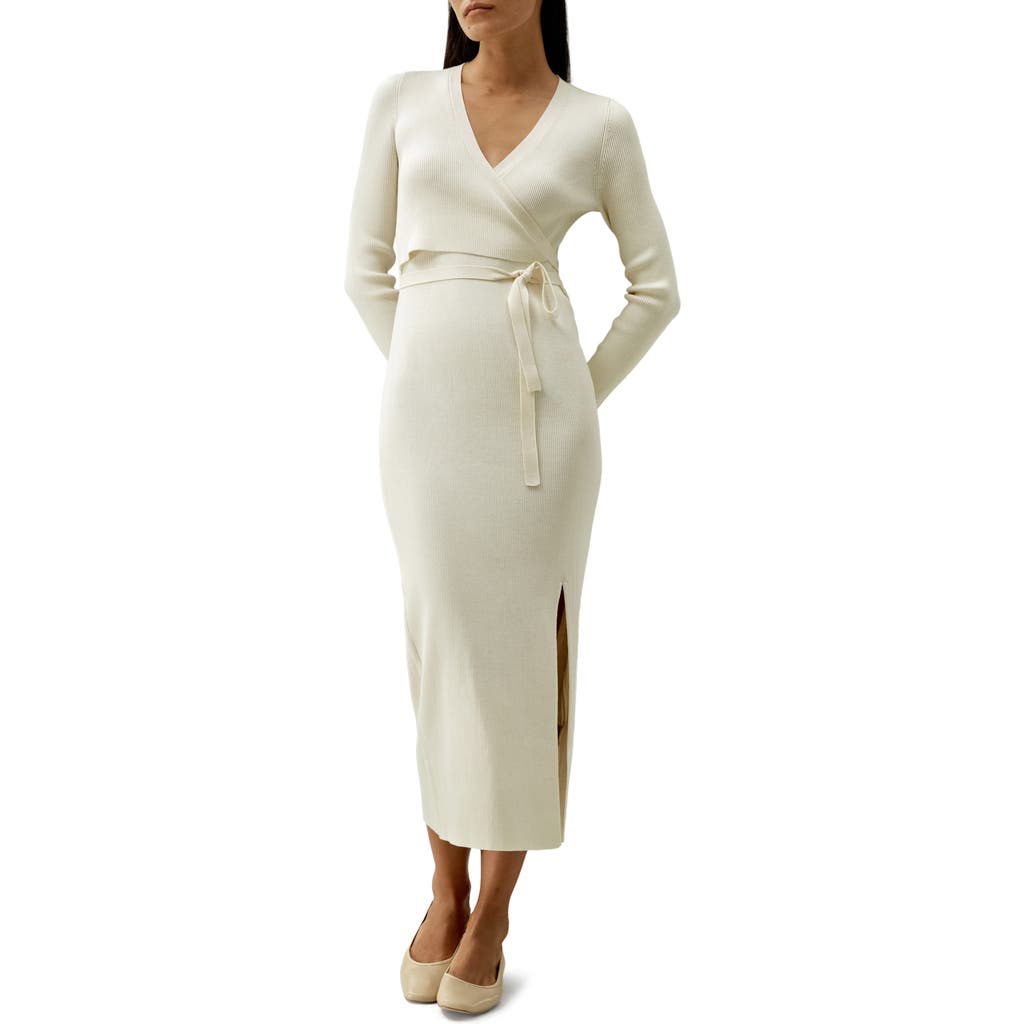 Lilysilk Elegant Wrap-front Silk Knit Dress In White