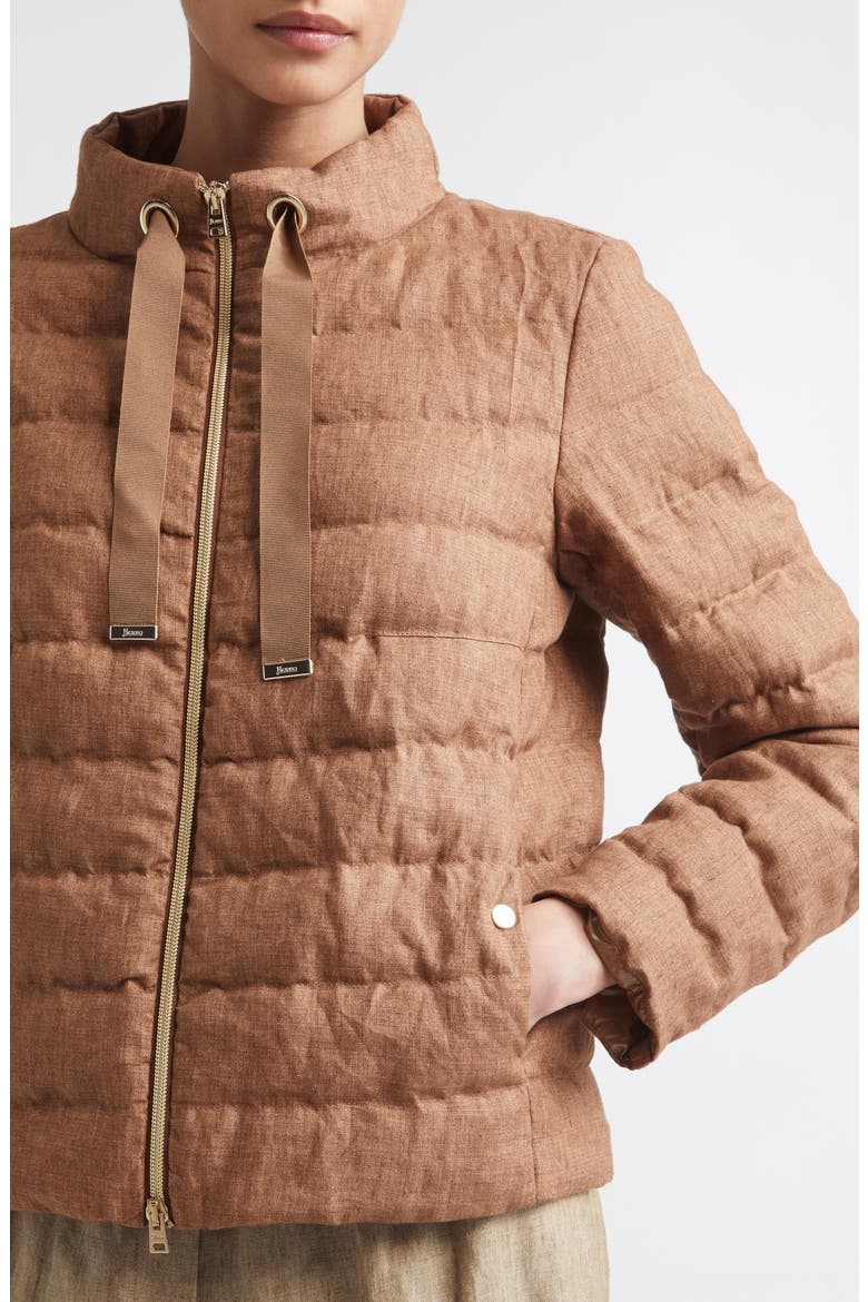 New Linen Quilted Down Jacket, Alternate, color, 2240 TOBACCO