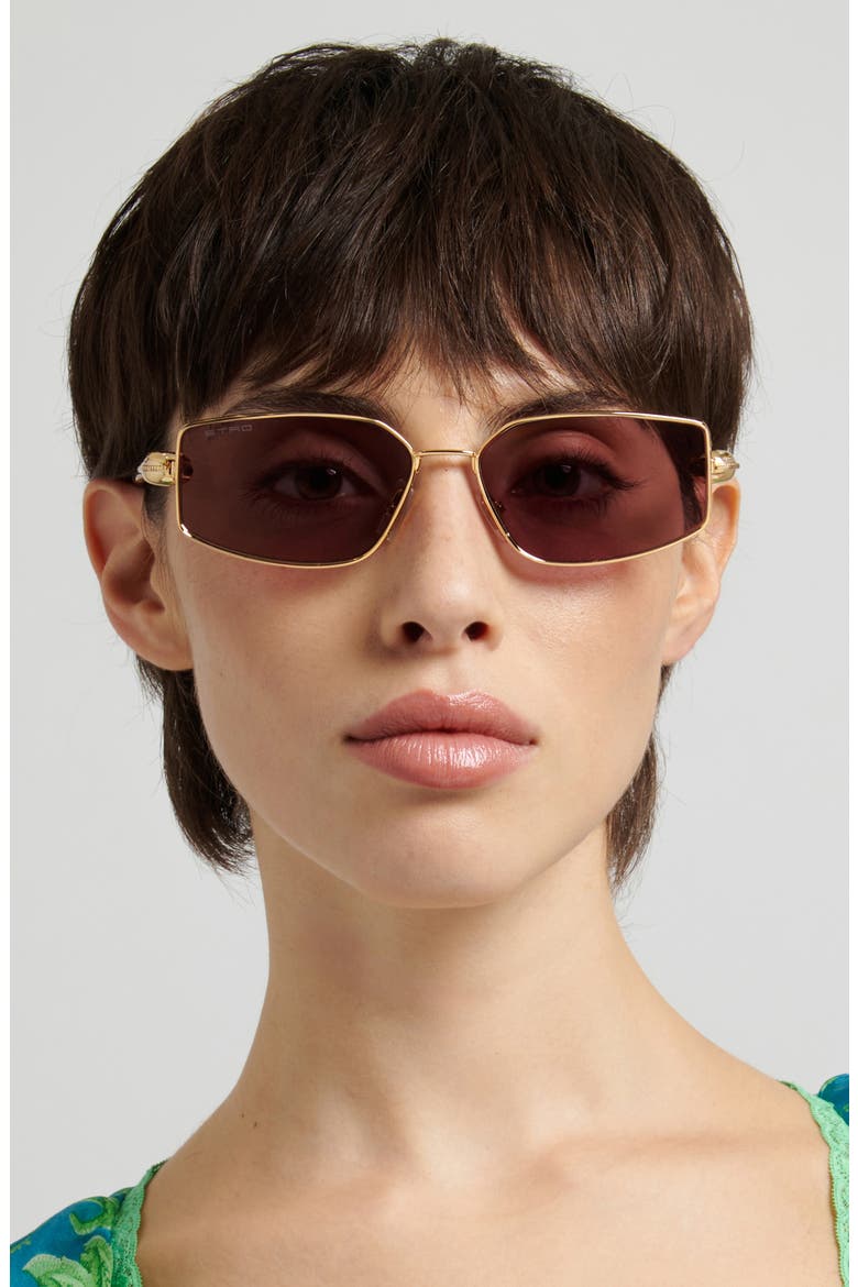 59mm Rectangular Sunglasses, Alternate, color, ROSE GOLD/ BURGUNDY