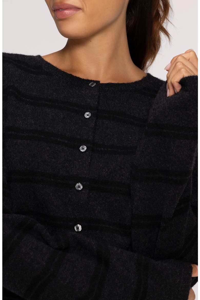 Cozy Knit Boxy Cardigan, Alternate, color, HEATHER BLACK STRIPE