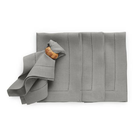 Linen Dinner Napkins Set of 4, 20 x 20" - Sonoma Hemstitch