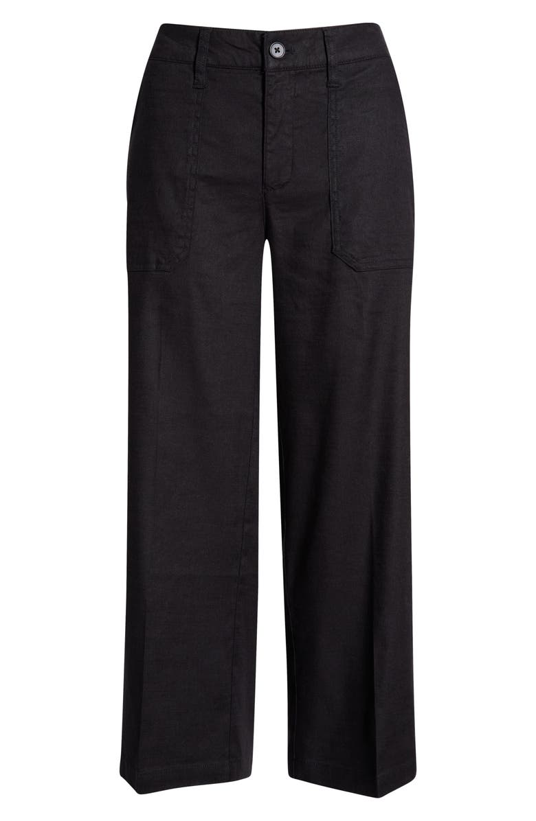 NYDJ Linen Blend Crop Wide Leg Pants, Alternate, color, Black