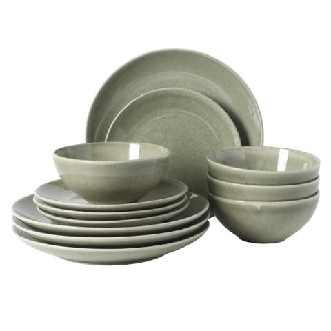 Castle Peak 12-Piece Reactive Glaze Stoneware Dinnerware Set