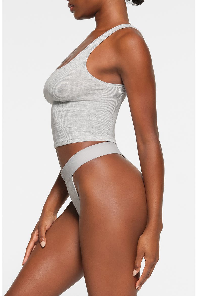 Stretch Cotton Rib Tank, Alternate, color, LIGHT HEATHER GREY