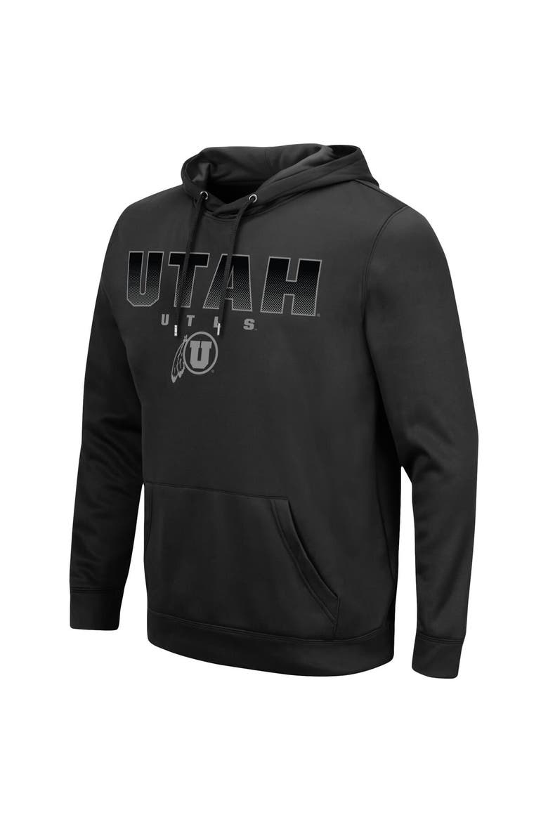 Men's Colosseum Black Utah Utes Blackout 3.0 Pullover Hoodie, Alternate, color, Black