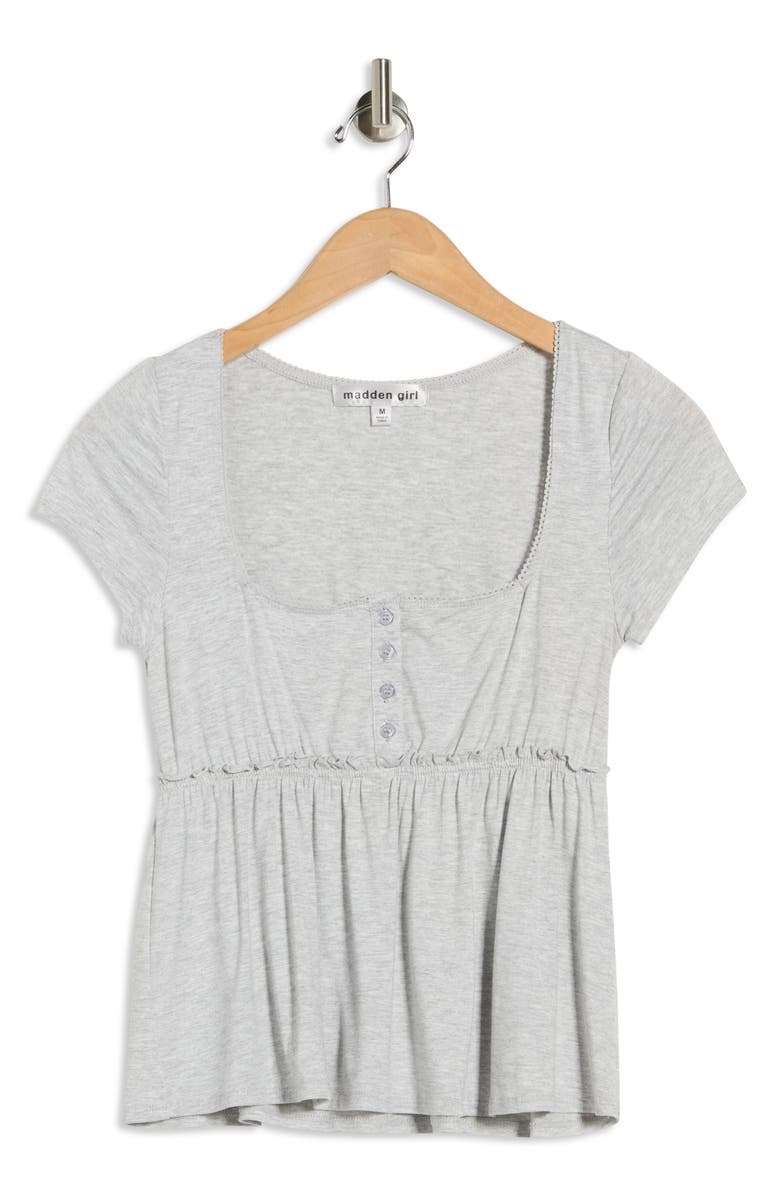 Madden Girl Square Neck Short Sleeve Top, Main, color, Cloud Heather