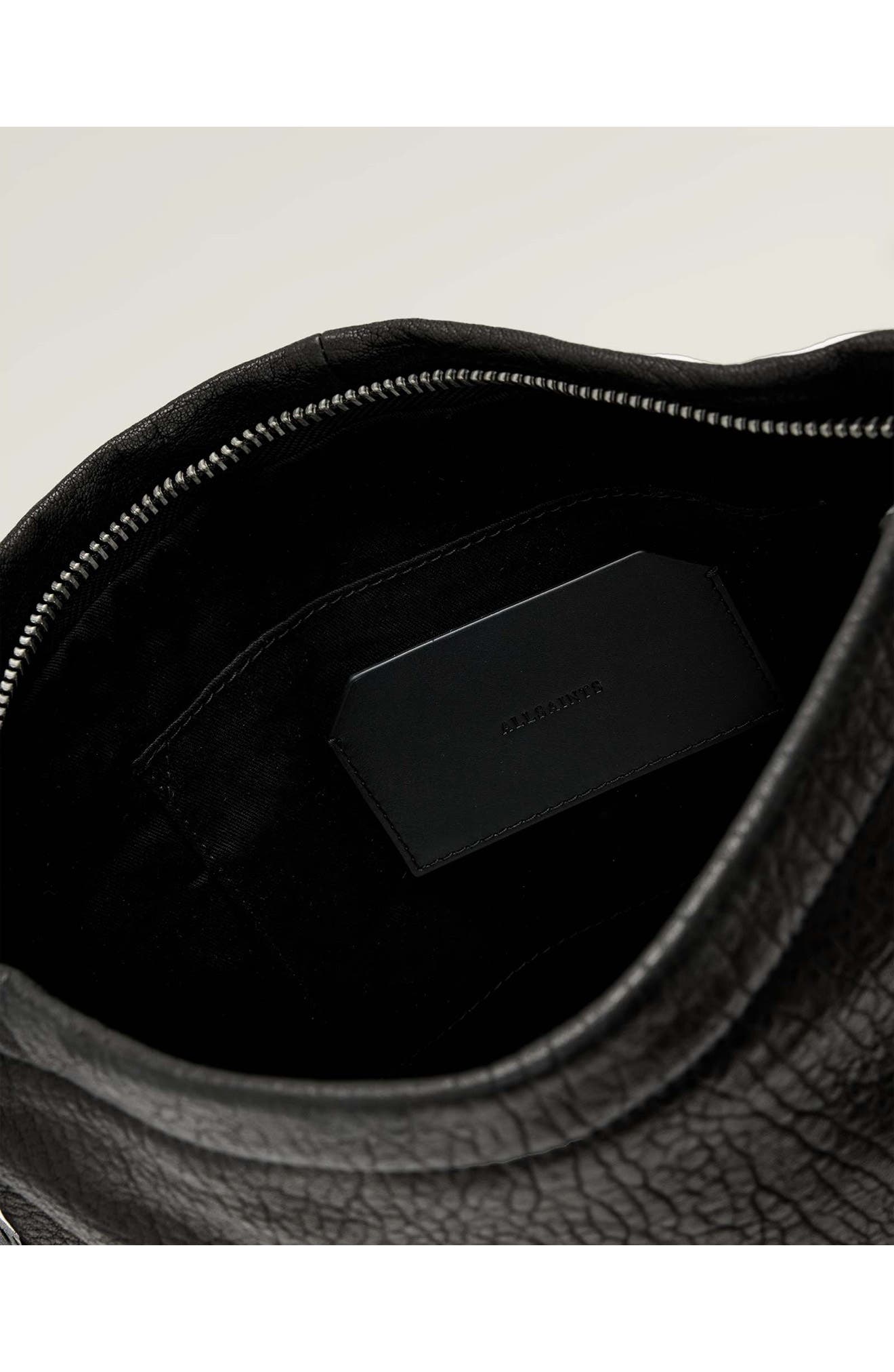 AllSaints Haven Leather Crossbody Bag, Alternate, color, Black