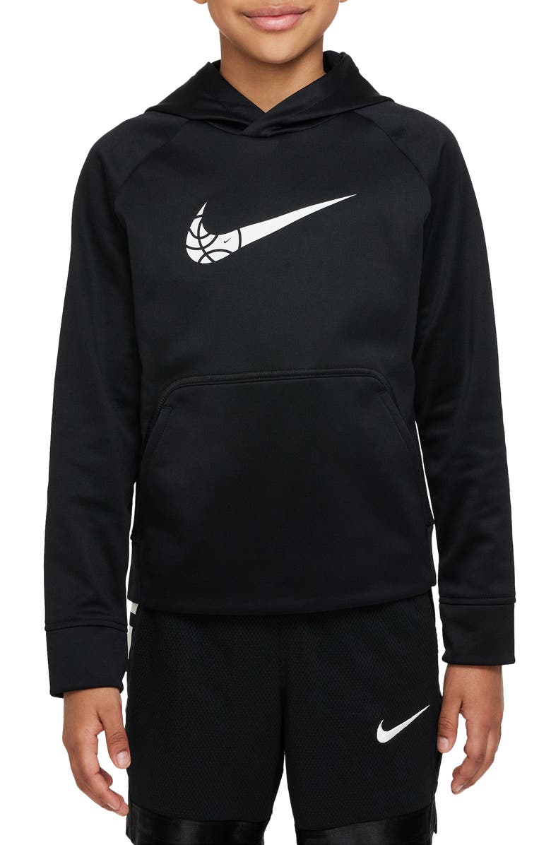 Nike Kids' Basketball Swoosh Therma-FIT Graphic Hoodie, Main, color, 