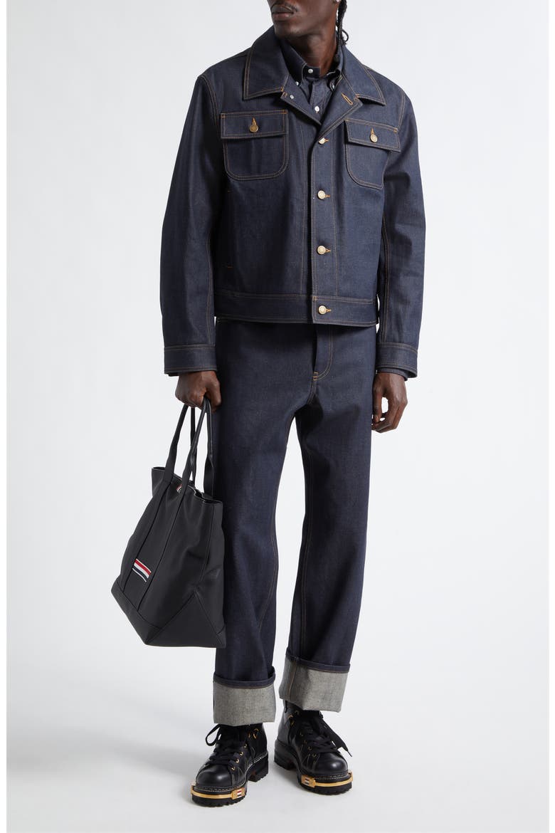 Straight Leg Selvedge Denim Jeans, Alternate, color, NAVY